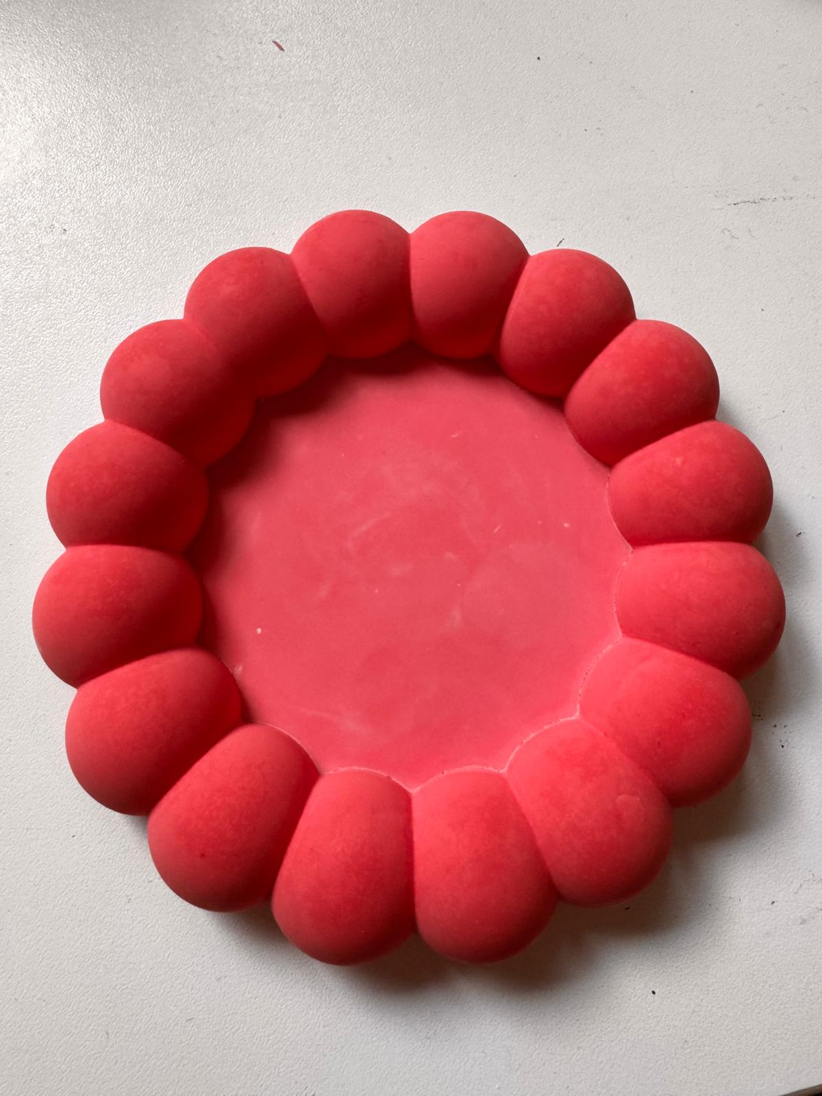 Rote Bubble-Schale mit Perlrand